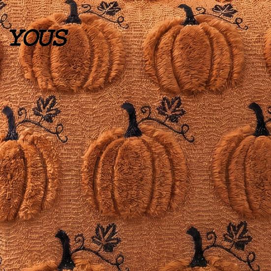 Decorative Throw Pillow Covers Thanksgiving Pumpkin Cushion Cover, Plush Embroidered Autumn Seasonal Home Decor Soft Cozy Case for Farmhouse
