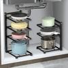 Kitchen Sink Organizer Rack Adjustable Pot Cabinet Rack Holder Multi-layer Home Frying Pan Holder Pot Bowl Storage Racks
