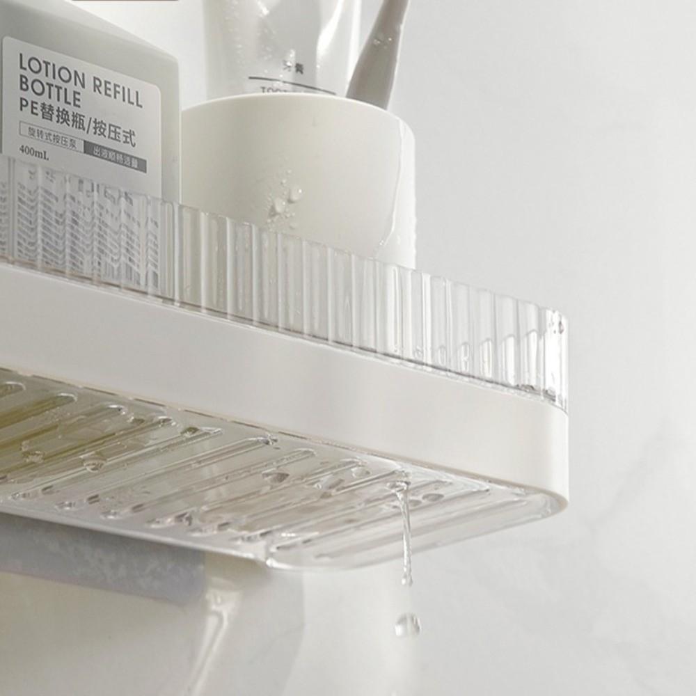 Wall Mounted Bathroom Storage Rack No Nail Space Saving Toiletries Holder Plastic Rustproof Bathroom Shelf Kitchen