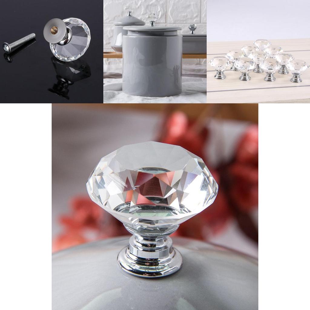 Premium Quality 10pcs Crystal Glass Cabinet Knob With Sparkling Diamond Design
