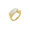 European & American Style 18K Gold-Plated Titanium Steel White Seashell Oval Women's Ring