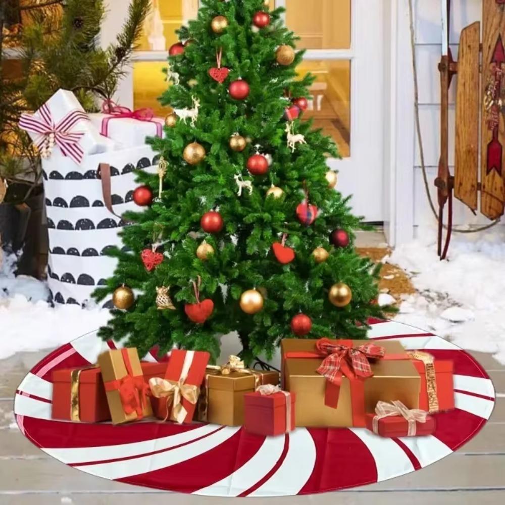 

Red Swirl Christmas Tree Mat 90/120cm Xmas Tree Foot Cover Christmas Tree Skirts Shopping Mal S-Style D