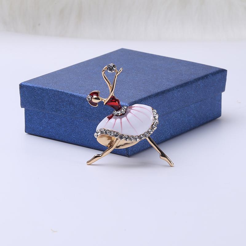 Fashion Rhinestone Dancing Girl Brooches for Women Enamel Character Pin Event Party Gift Backpack Decoration Clothes Accessories