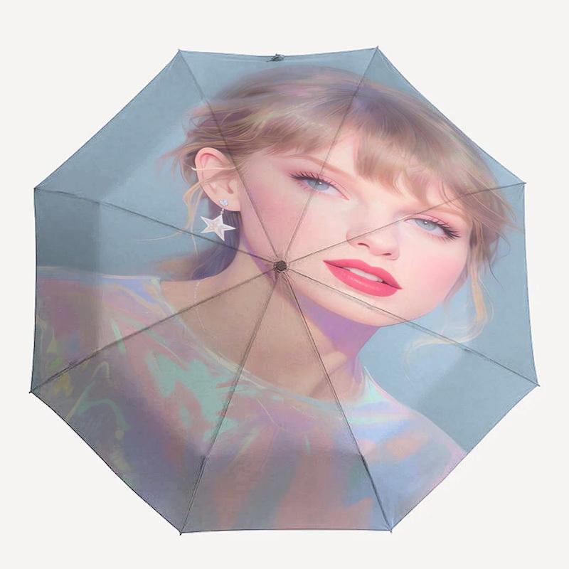 Taylor Swift Themed Automatic Opening and Closing Umbrella, Compact Travel Umbrella, Lightweight and Portable, Suitable for Beach Commuting