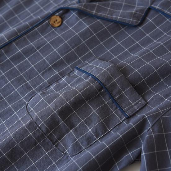 1 Set Pajama Set Soft Short Sleeve Casual Thin Comfortable Sleeping Wear Cotton Grid Print Men Homewear Daily Clothing