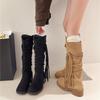 Fashion New Style Luxury Women's High Quality Retro Fashion Style Fashion Boots Thick Heel Long Tube Slim Look Stacked Middle Tube Boots