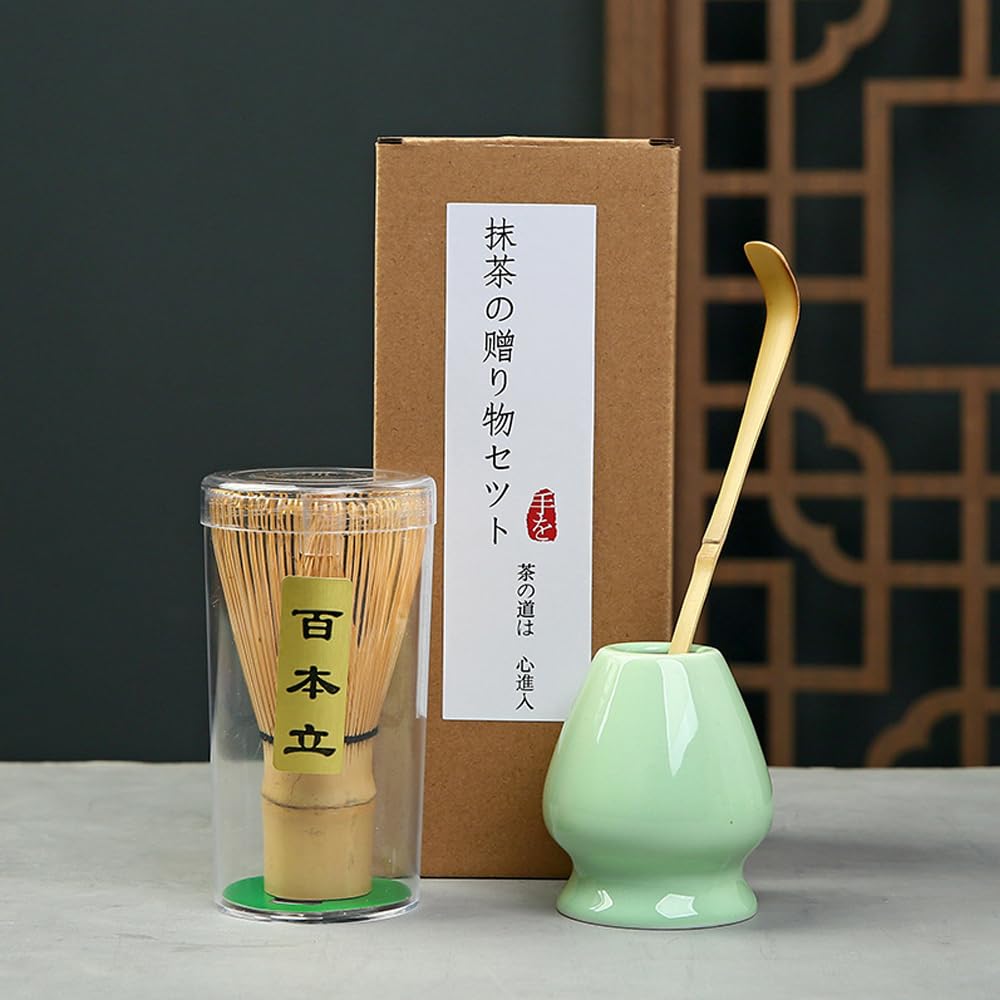 

SpyFlyLie Matcha 3-Piece Set for Beginners, Tea Ceremony Utensils, 100-Standing Matcha Set with Chasen Holder and Chashaku (Tea Scoop), Perfect Gift