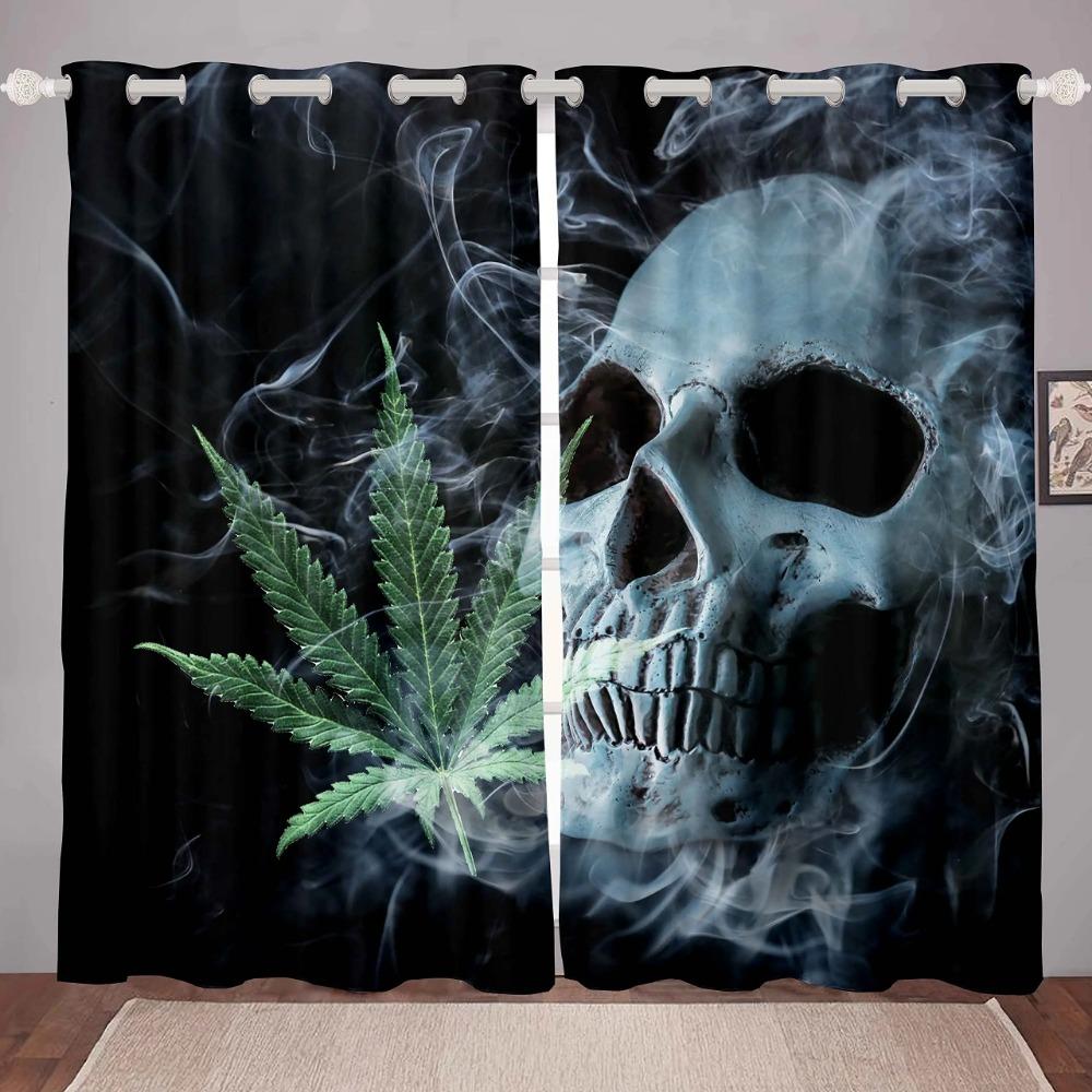 Funny Skull Blackout Curtains Hilarious Skeleton Print Living Room Window Drapes Kids Boys Bedroom High Blackout Curtain 2 Pcs
