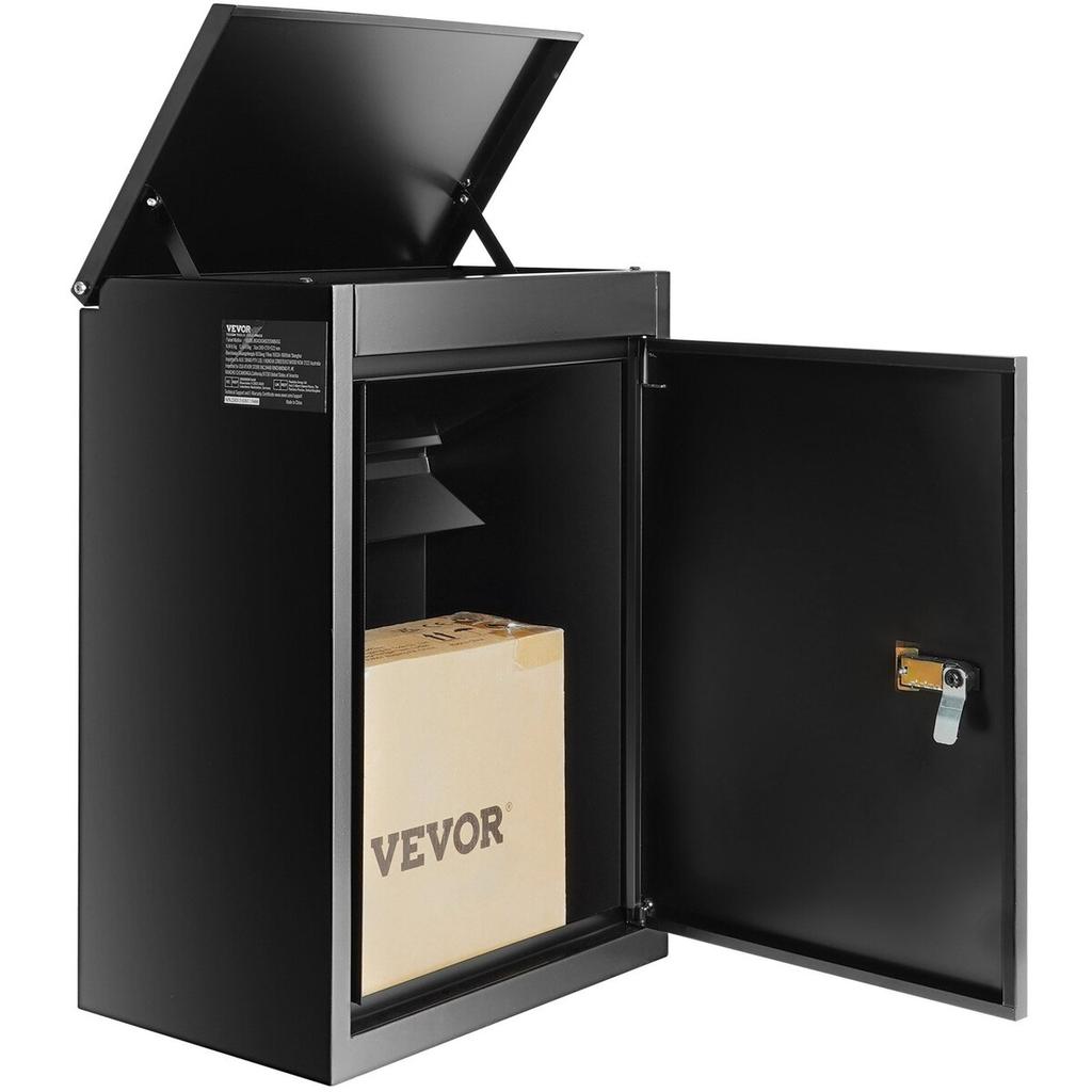 Paketlieferboxen für den Außenbereich 39,1 cm x 26,9 cm x 52,1 cm, Wandmontage-Briefkasten aus verzinktem Stahl mit Zahlenschloss, Diebstahlschutz-Klappe, IPX3 Wasserdicht