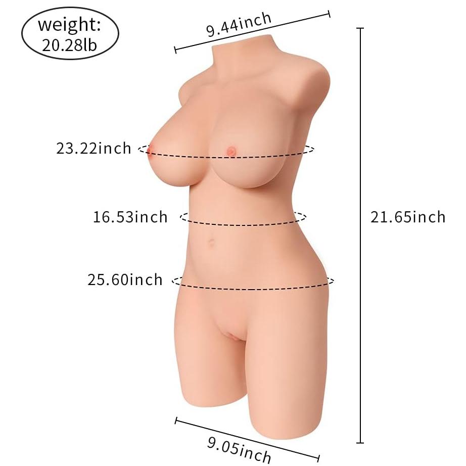 20.28lb Sex Doll Male Masturbator, 3 In 1 Scaled-Down Female Torso Realistic Pocket Pussy with Big Boobs Tight Vaginal & Anal, Life-Sized 3D Love Doll