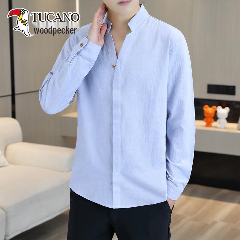 TUCANO Men s Chinese Style V-Neck Long Sleeve T-Shirt XL