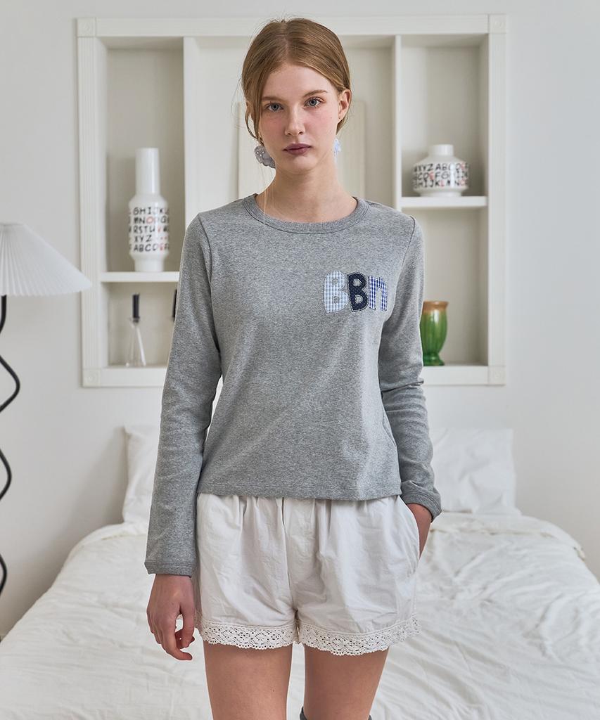 Beibibeullunideuljeu Bbn Applique T-Shirt Melange Gray