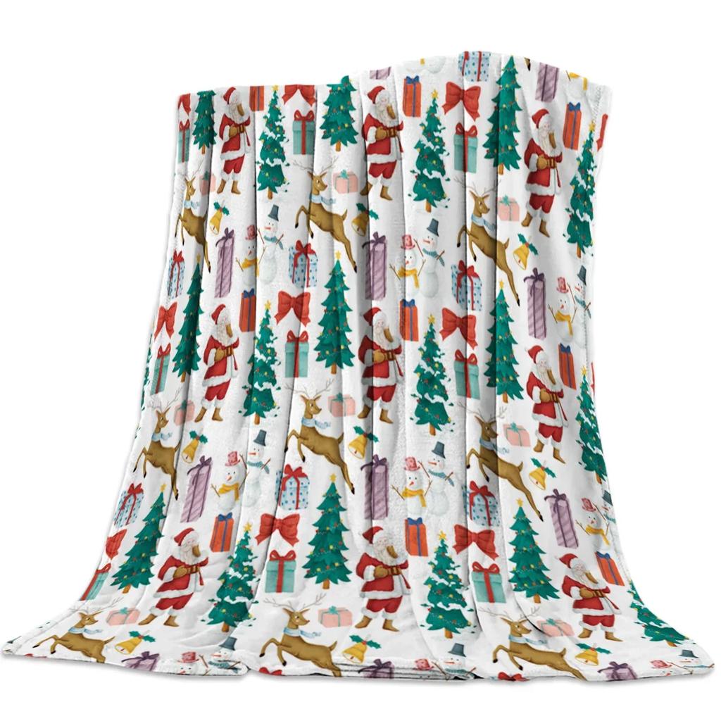 Christmas Winter Animals Checkered Buffalo Blankets Throw Cover Fleece Comfort Warm Room Couch Home Bedspread Blanket
