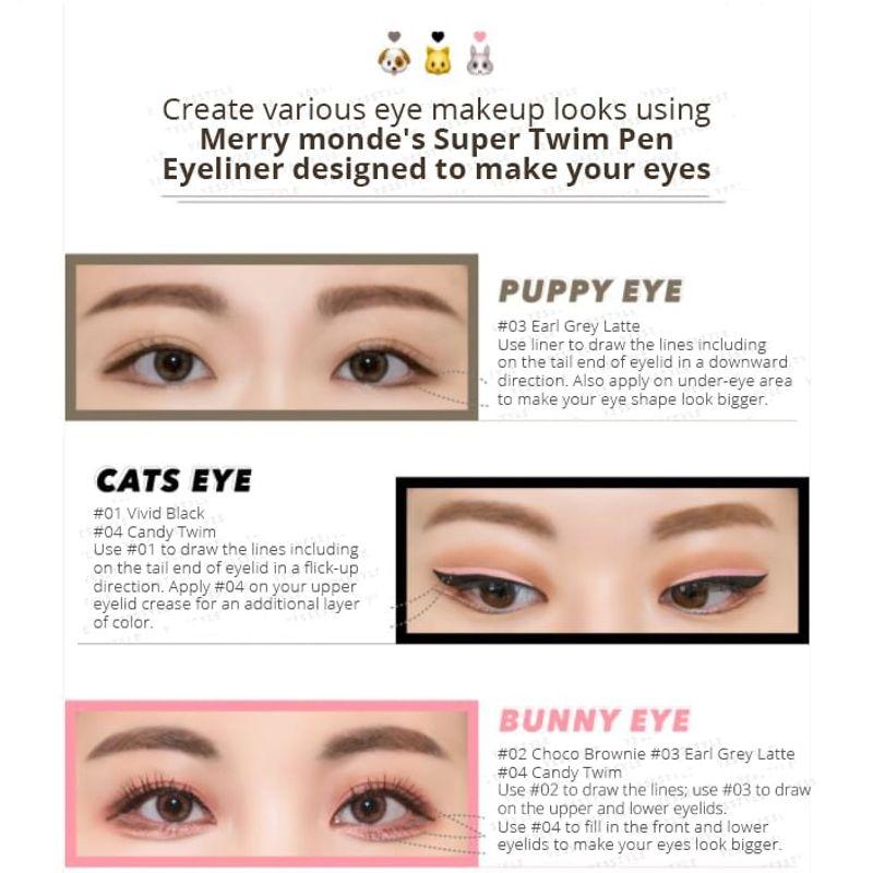 Merry Monde - Super Twim Pen Eyeliner - 5 Types
