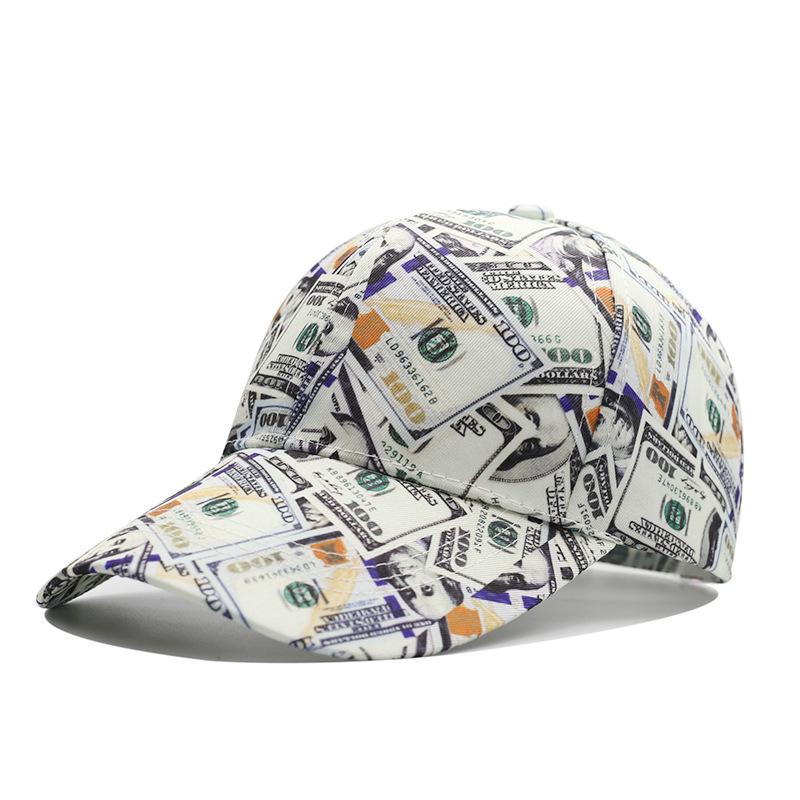 New dollar printed baseball cap men's European and American personality street sunshade cap hip hop hat