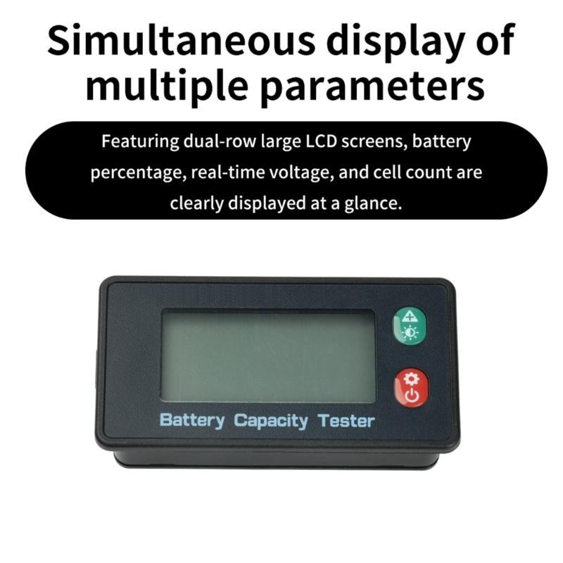 Adjustable 8-120V LCD Display Digital Volt Meter Capacity Tester Temperature Gauge For Electric Vehicles Scooter