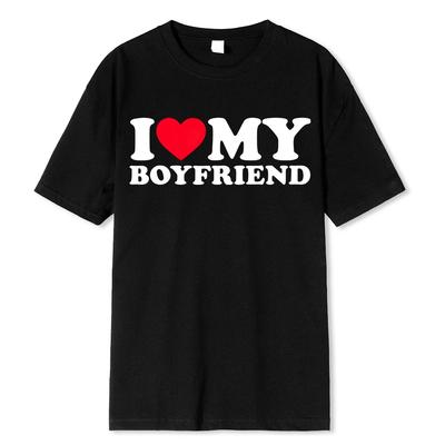 2024 Moda Nowe Lato Kocham Mojego Chłopaka Damski T-shirt Casual Bawełna Czysta Odzież Nowy Hot Sprzedający Nadrukowany 01336