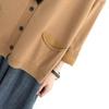 Loose, Large-sized, Artistic and Retro Core-spun Knitted Cardigan Sweater for Women, Long-sleeved V-neck Solid Color Coat