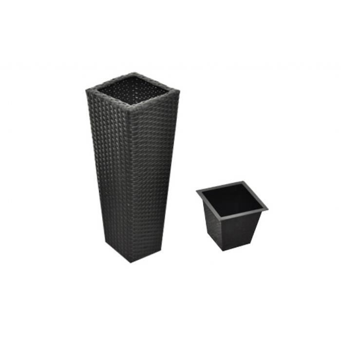 VidaXL Lits surélevés de jardin 3 pcs Résine tressée Noir