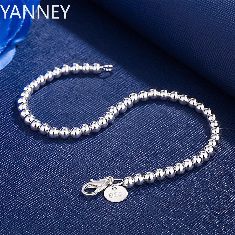 

Christmas gifts charm 925 Sterling Bracelet 4MM beads chain for woman Popular s jewelry fashion Wedding party 20cm
