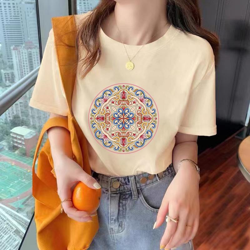 VEZFAA Damenmode Casual Sommer Frühling Kurzarm O-Ausschnitt Blusen & Hemden