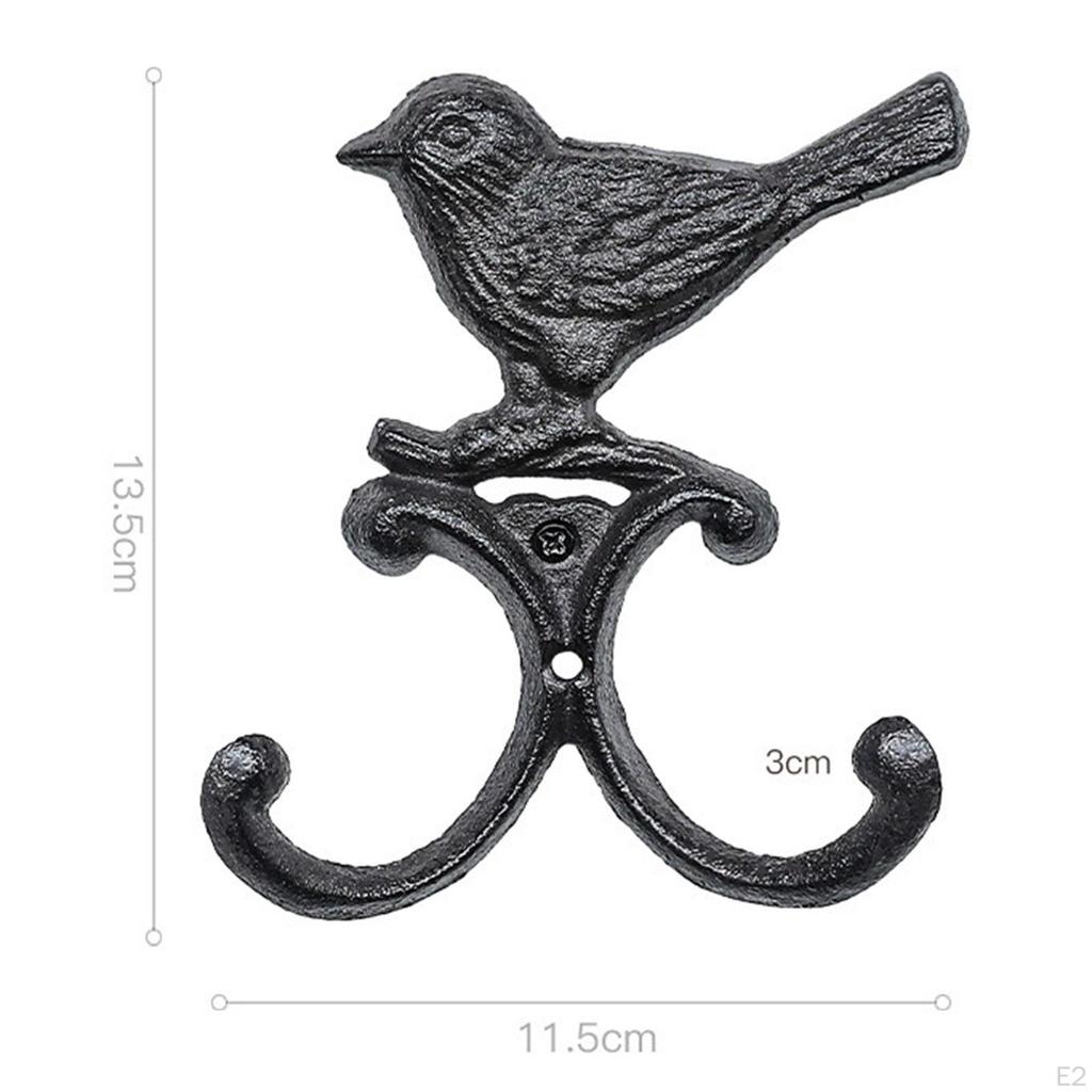 Cast Iron Bird Wall Hook Courtyard Hanger Garden Double Hooks for