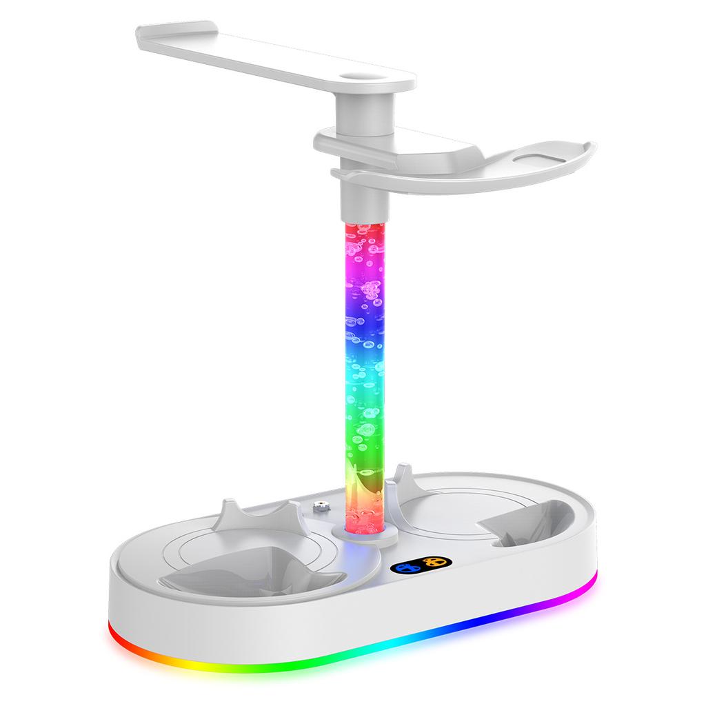 PS5 VR2 Magnetic Charging Dock, PS VR2 Headset & Controller Storage Stand with RGB Lighting, USB Charging Station
