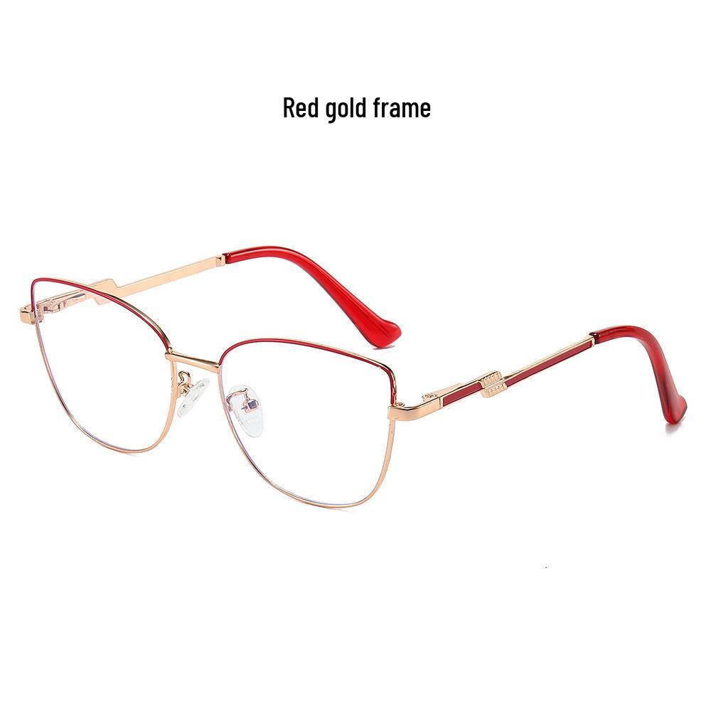 2025 Stylish Cat Eye Blue Light Blocking Photochromic Metal Glasses 0° Anti-Blue Light
