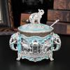 Castle Baby Elephant Double Handle Round Seasoning Jar Sugar Jar Household Sugar Cup Light Luxury Creative Seasoning Box Dried Fruit