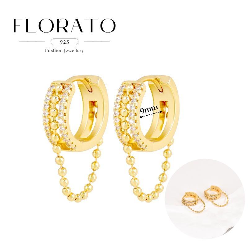 

925 Silver Needle Rivet Micropaved Zircon Pendant Hoop Earrings For Women Punk Vintage Earrings Fashion Party Jewelry Gifts