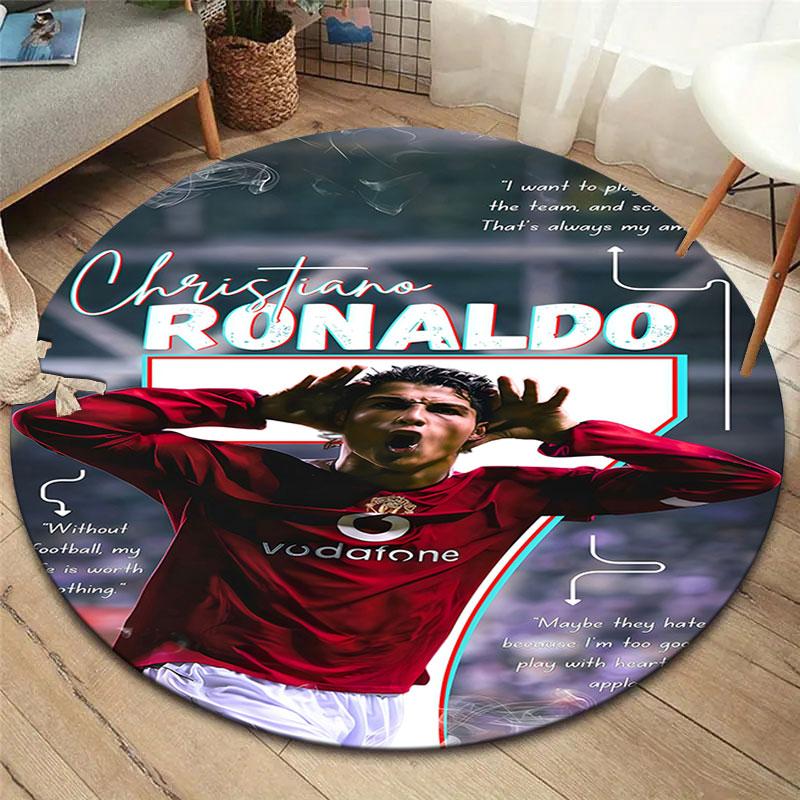 CR7 Round Area Rug,Carpet Rug for Living Room Bedroom Sofa Playroom Decor,Non-slip Floor Mat