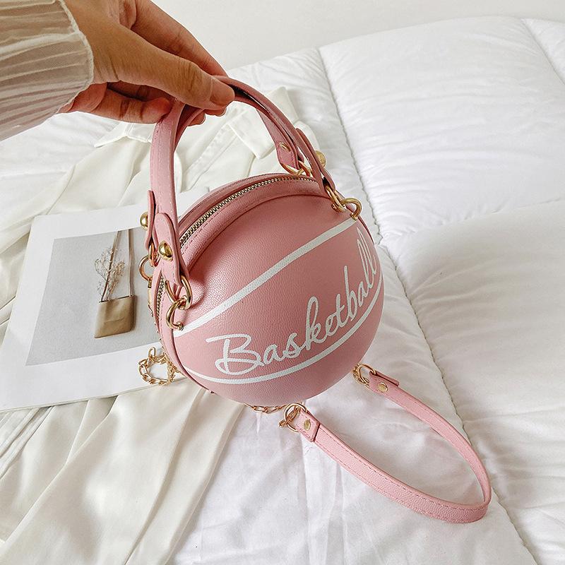 

2025 Crossbody Bag New Network Red Personality Fun Pink Ins Versatile Chain Football Basketball Shoulder Bag Small Round Bag 16 16 16