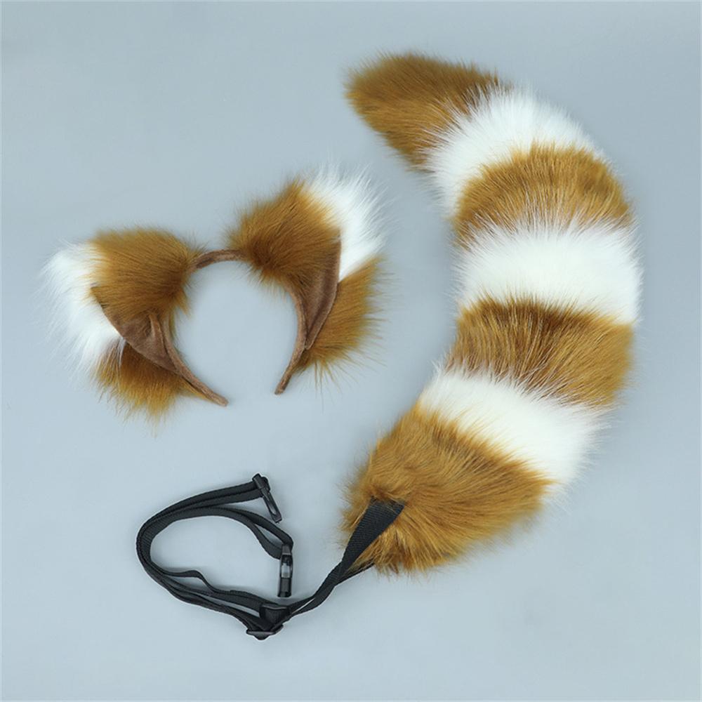 

13 Colors Plush Animal Ears Headband Fpx Tail Kc Headwear Anime Cosplay Props Hand-Made Fox Ears Headband Fluffy Raccoon Tail ear and tail