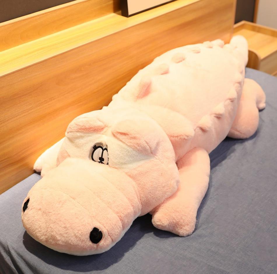 1pc 150CM Big Size Lying Crocodile Plush Pillow Mat Plush Crocodile Soft Stuffed Animal Toy Cartoon Plush Dolls Kids Girl Gift 100CM розовый