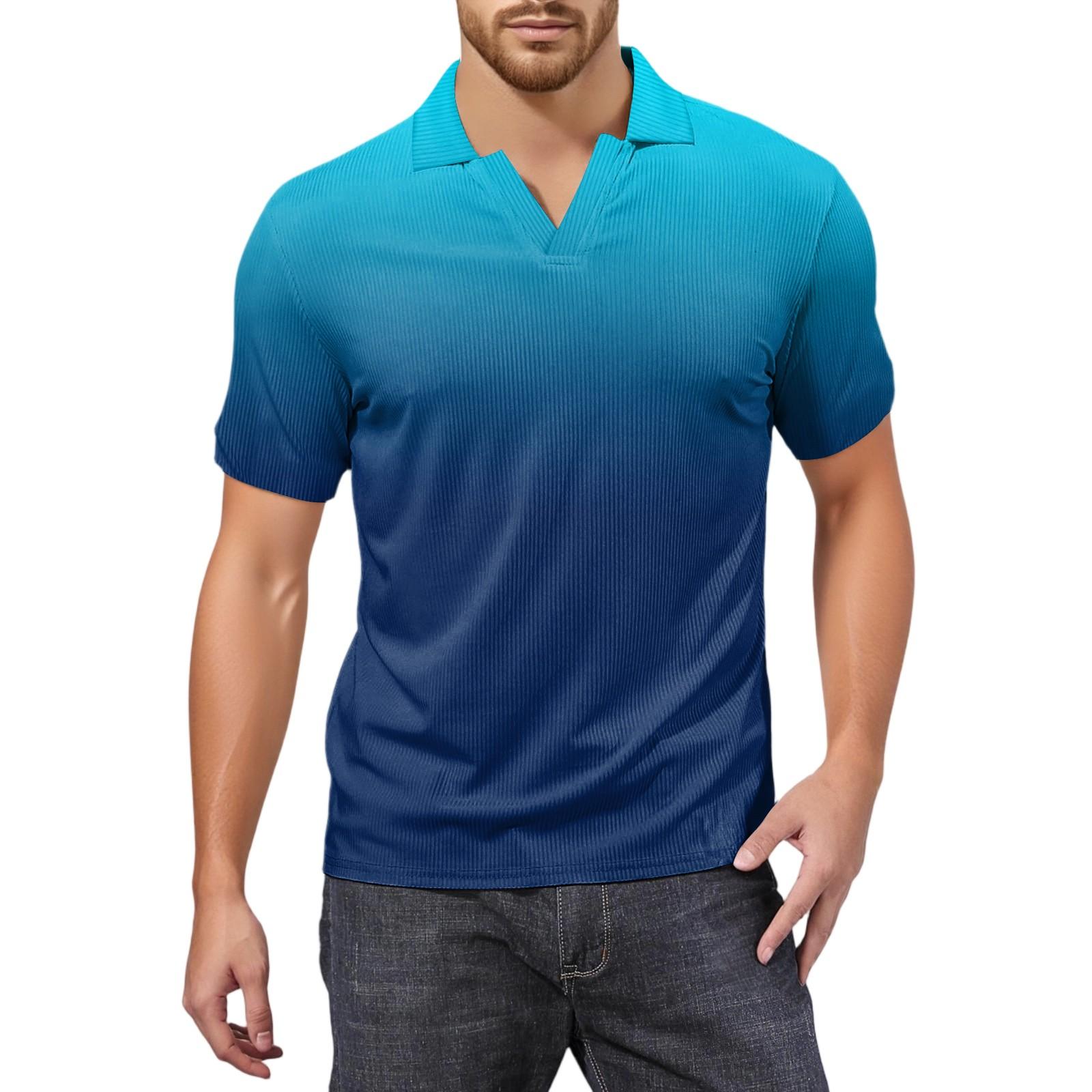 

Мужская модная футболка для гольфа с коротким рукавом и V-образным вырезом XXL синий