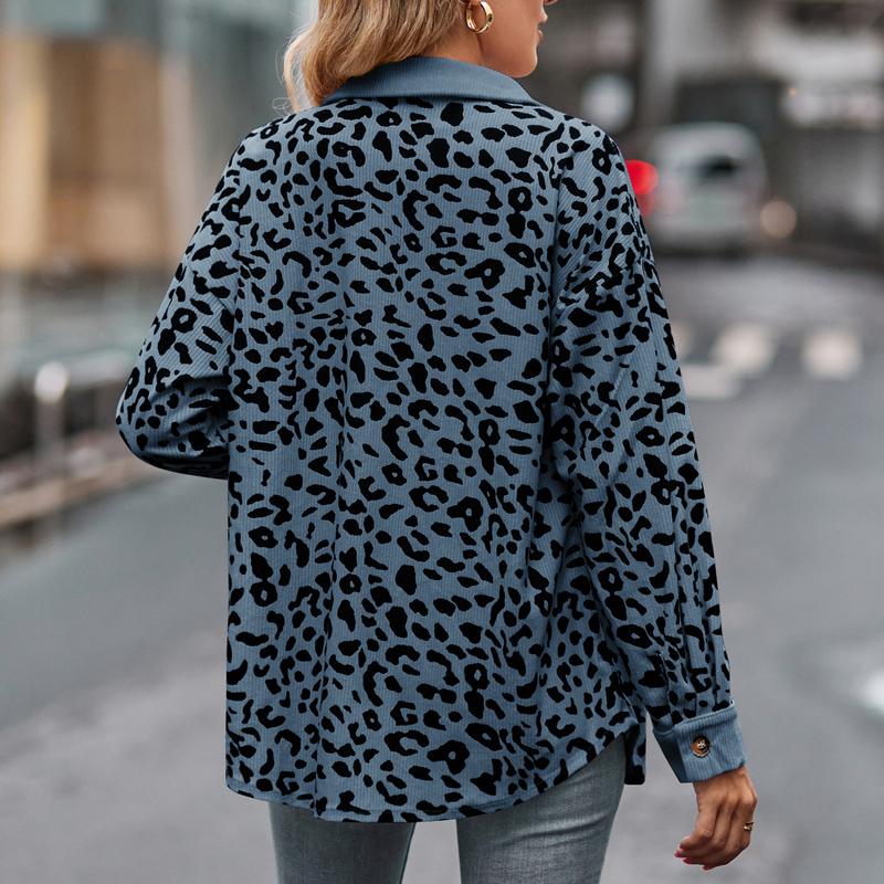 Leopardenmuster Knopf Langarm Jacke Hemdjacke Damen Herbst 2025 neue europäische und amerikanische Damenoberteile