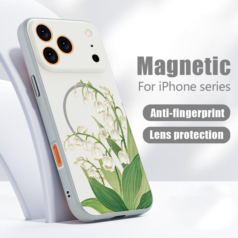 Kolorowy Wzor Kwiatów Etui Na iPhone 17 Pro Max Magnetyczne Do Magsafe Hybrydowe Cienkie Matowe Pokrowiec Na iPhone 16 15 14 13 Pro Max