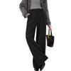 Xiangying Women's Dark Gray High-Waist Straight-Leg Trousers