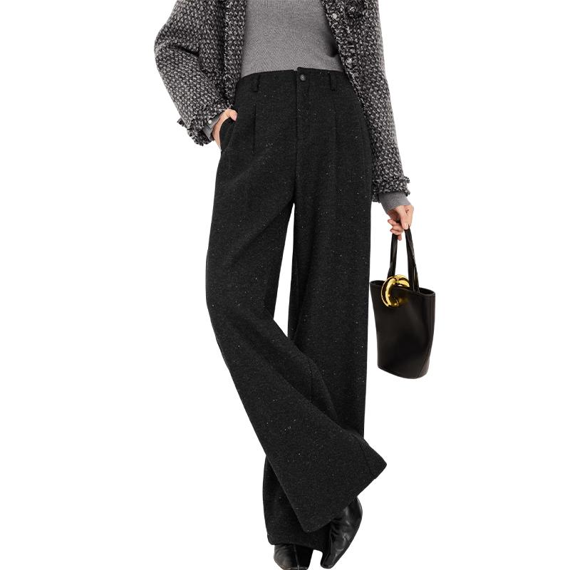 Xiangying Women s Dark Gray High-Waist Straight-Leg Trousers M