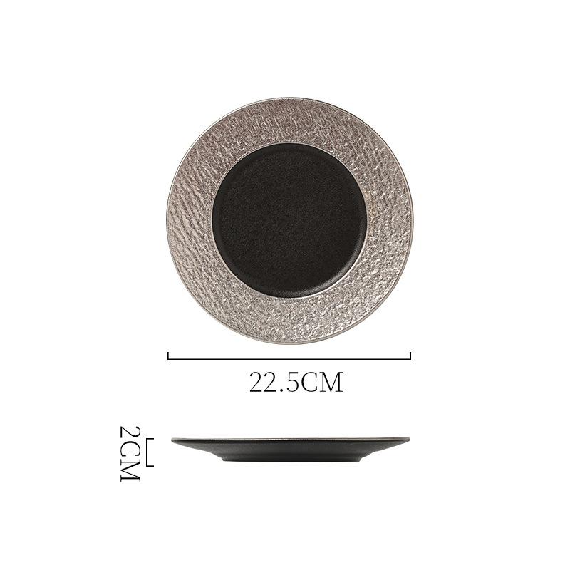 New Black Ceramic Frosted Steak Plate High-End Restaurant High Temperature Resistant Western Food Plate Pasta Plate Japanese Material Sashimi Plate
