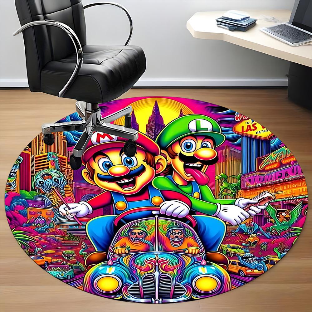 1PC Mario Bros Office Round Area Rug, Indoor Mat Suitable For Office, Under Office Chairs Bedroom Living Room Home Decor DT1212048