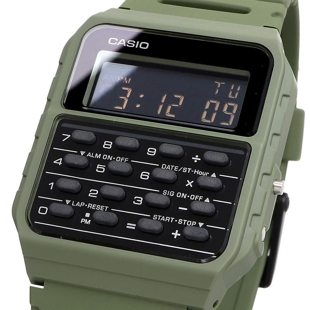 Casio Calculator Watch with Calculator Comes In Original International Model CA-53WF-3B Function, Green, Box, [Used]