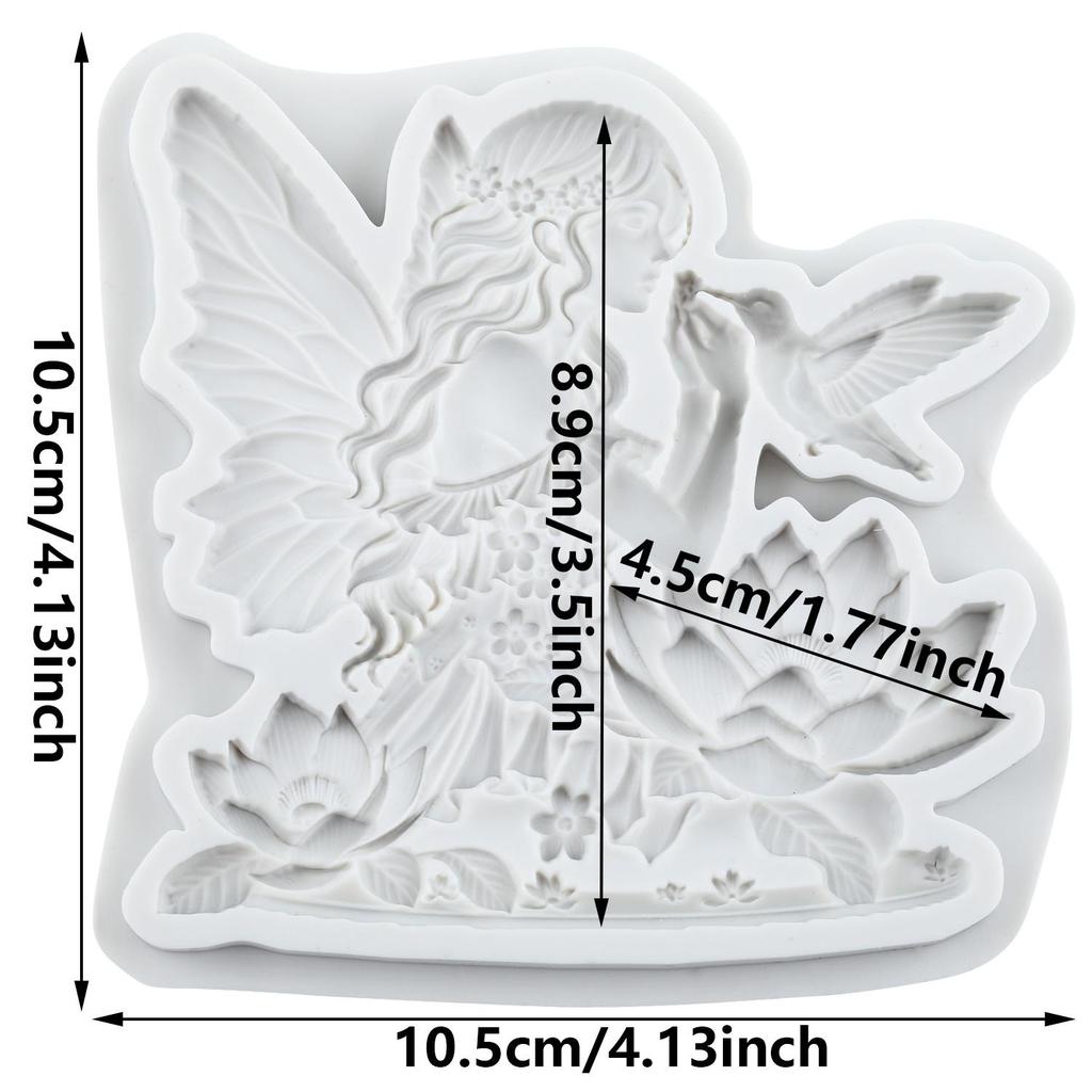 Flower Fairy Silicone Mold Bird Fondant Molds Cake Decorating Tools Cupcake Topper Candy Sugar Craft Gum Paste Polymer Clay
