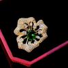 Fashion Small Flower Brooches Pins Luxury Micro-zircon Personality Snowflake Corsage Emerald Geometry Badge Female Accessories