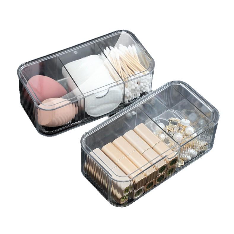 Transparent PET Mirror Cabinet with Compartment Drawers - Stackable Desktop Cosmetics Organizer.