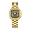 Women's S Elegant Dress Watch with Golden Stainless Steel Band Square Green Dial Waterproof Quartz Wristwatch with Luminous Hand