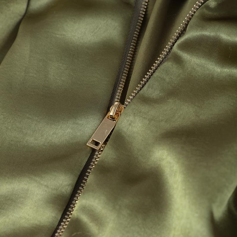 Satengstoff Damejakke Mote Plissert Pufferm Vendekrage Glidelås Løs Damejakker 2025 Vår Høst Gate Kontor Yttertøy