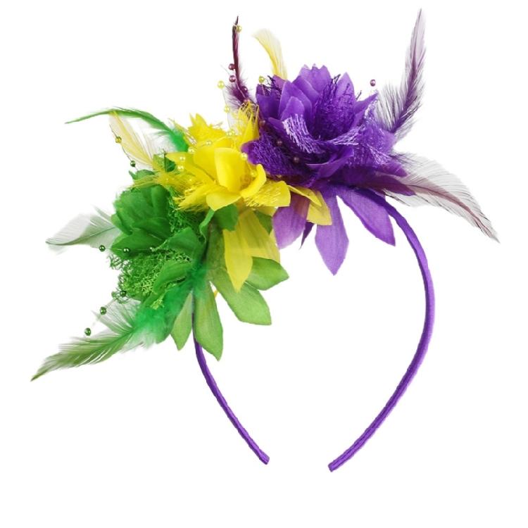 Sparkling Feathered Hairhoop Hair Ornament For Carnivals Celebration Soft Elastic Band Bright Color Hairband for Event