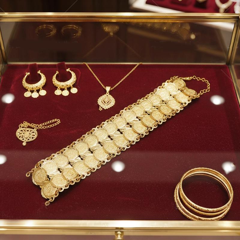 Gold Color Coins Bangles&Bracelets for Women Men Money Coin Bracelet Islamic Muslim Arab Middle Eastern Bridal Jewelry African Gifts