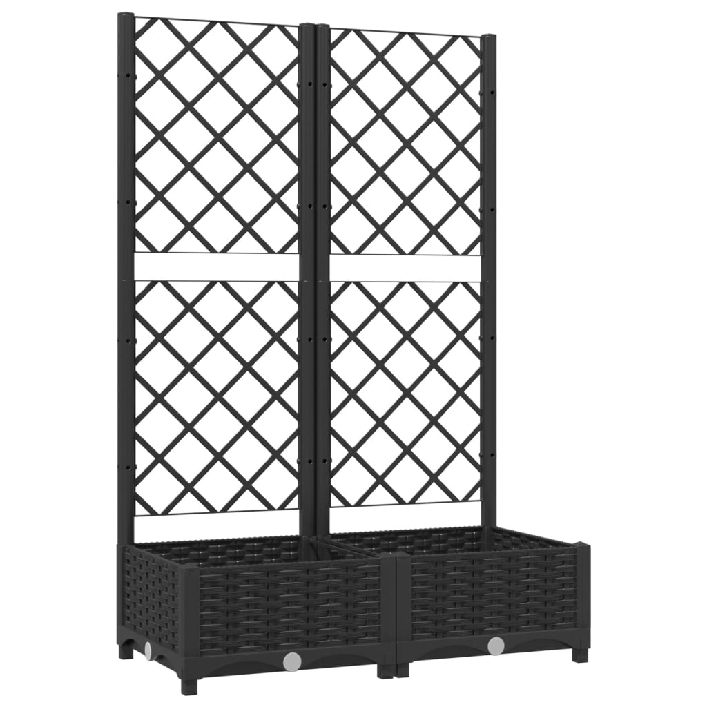 Vidaxl Garden Planter With Trellis, Black, 80X40X121.5 Cm, Pp